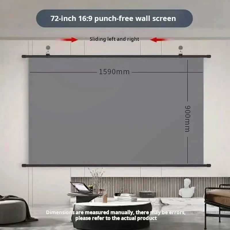Ekran projekcyjny xiaohui antyrefleksyjny hd 16:9 – bezinwazyjny montaż ścienny – kino domowe (60-133 cale)