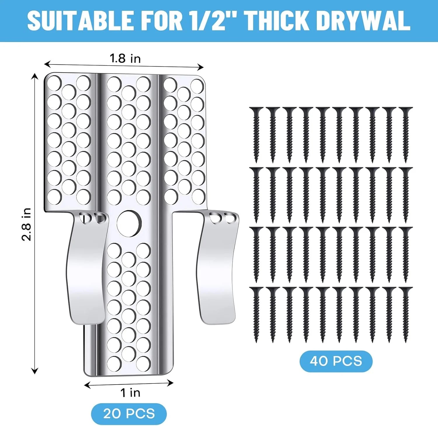 Heavy-Duty Drywall Repair Clips Kit - 10/20 Pcs with Screws for Wood & Steel Studs