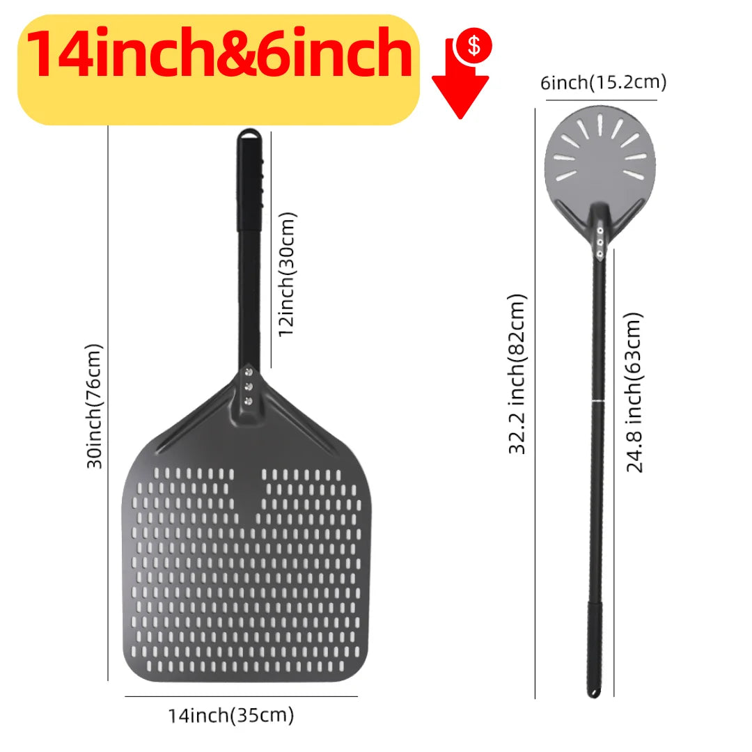 6-14 Inch Hard Anodized Aluminum Pizza Peel – Durable Oven Spatula & Bread Paddle