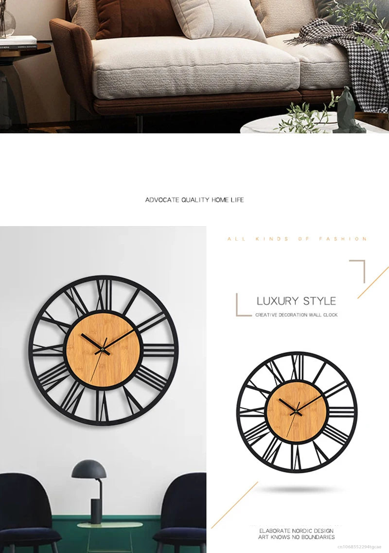 Large Nordic Retro 3D Wall Clock | Roman Numerals Decor