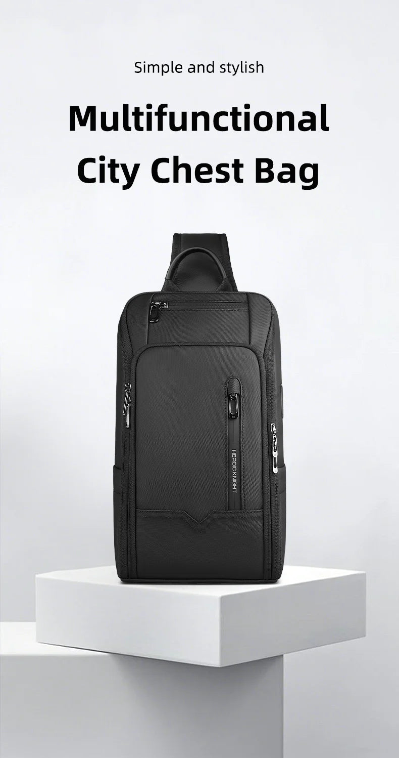 Torba męska na ramię antykradzieżowa hk | wodoodporny sling na klatkę piersiową z usb