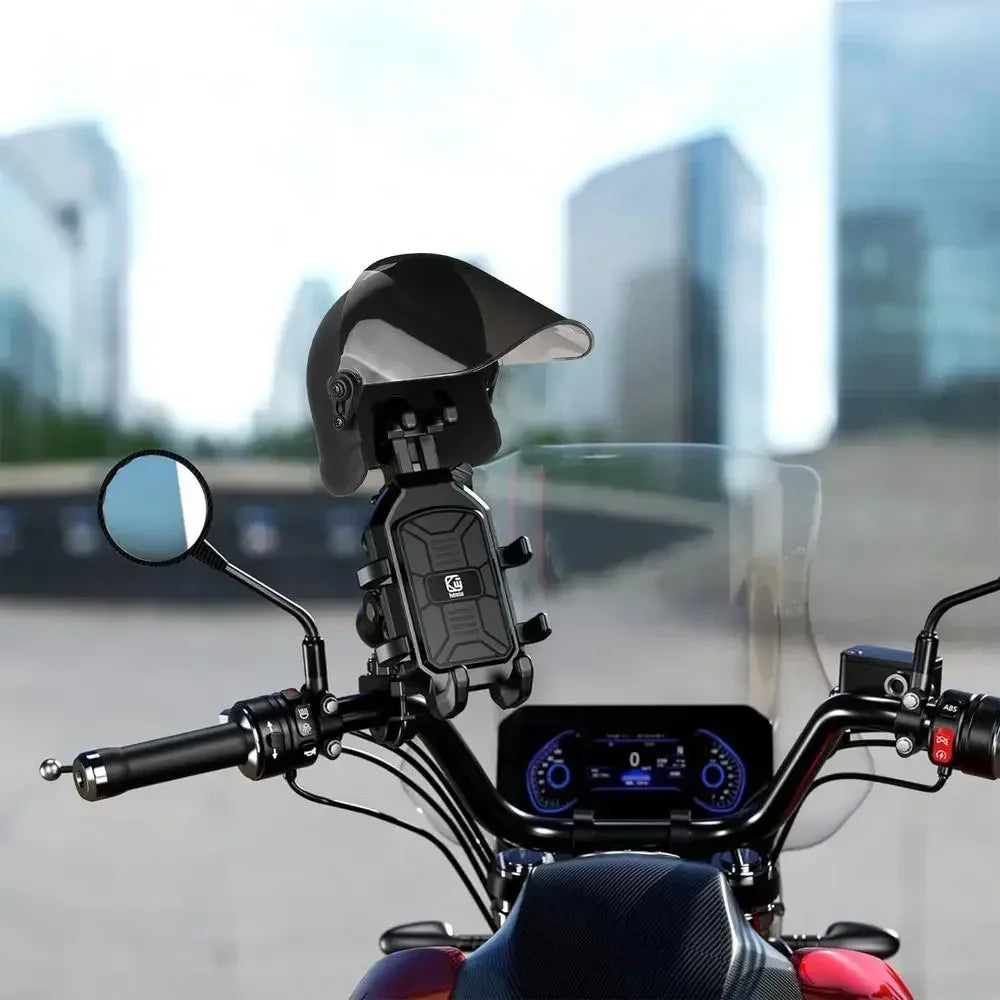 Wodoodporny uchwyt na telefon do motocykla z osłoną przeciwsłoneczną i ochroną przed deszczem