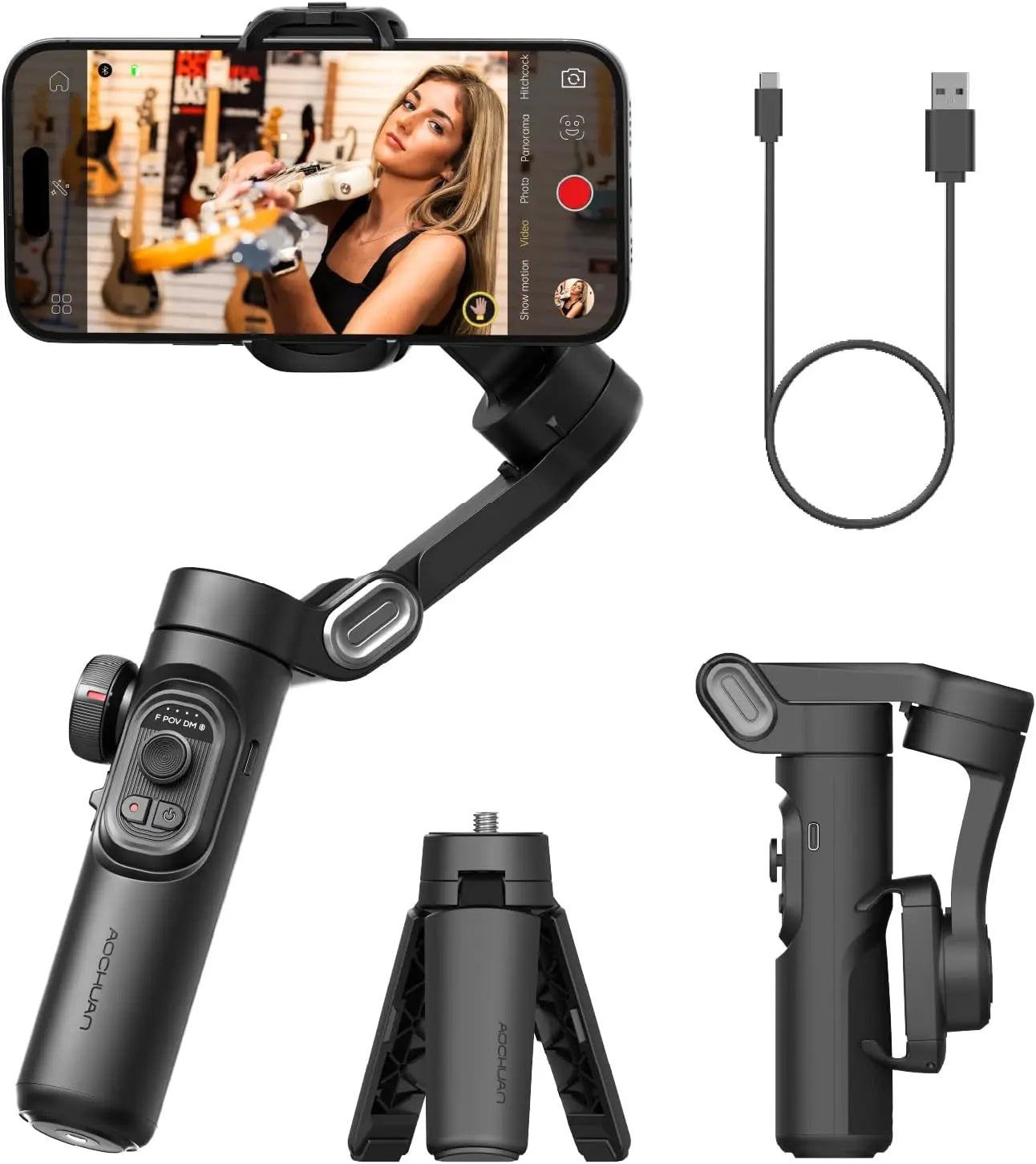 Gimbal aochuan smartxe 3-osiowy | śledzenie ai | płynne vlogi