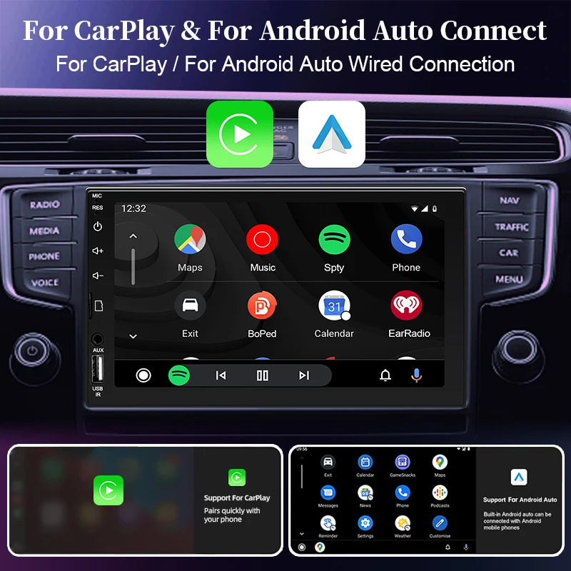 Radio samochodowe hippcron 7 cali 1 din - odtwarzacz multimedialny carplay android auto
