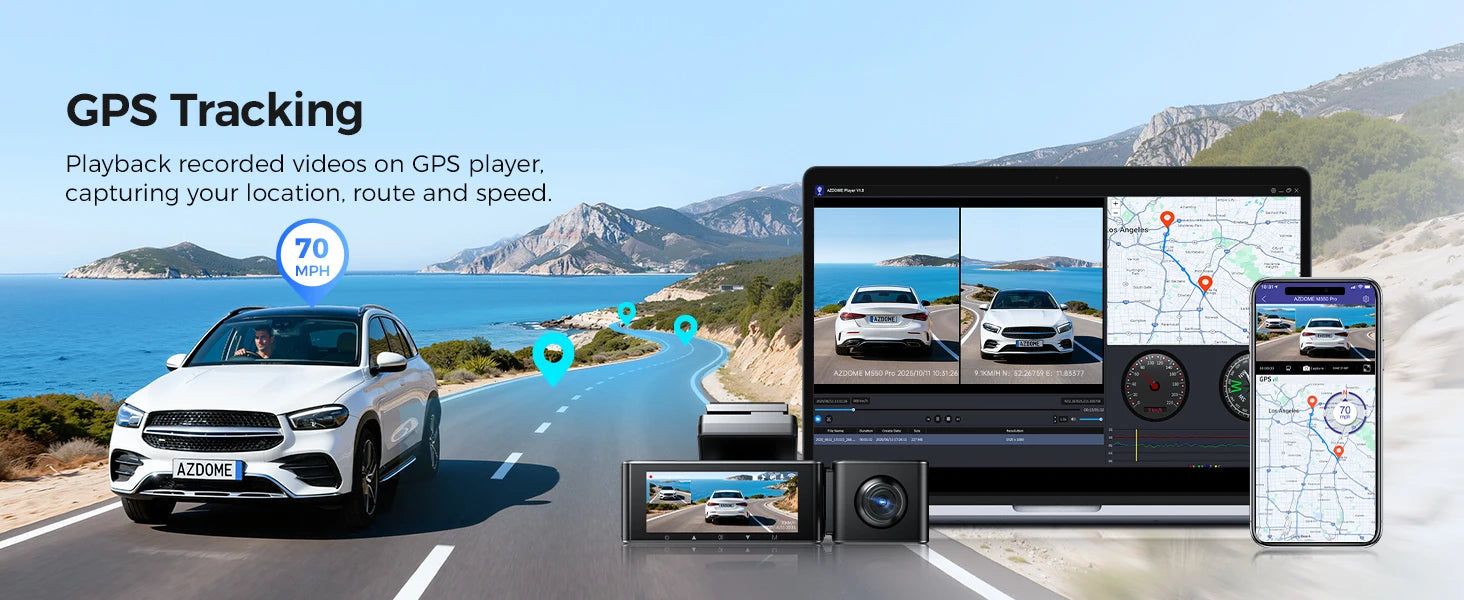 AZDOME M550 Pro 4K Dash Cam with GPS, WiFi & Night Vision