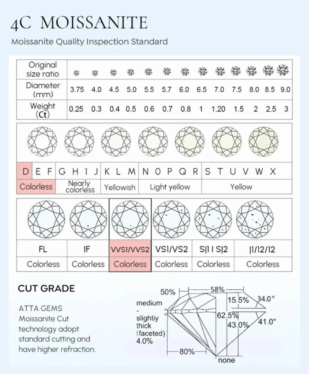 Men's Platinum Moissanite Ring - PT950 VVS1 D (0.5/1 Ct)