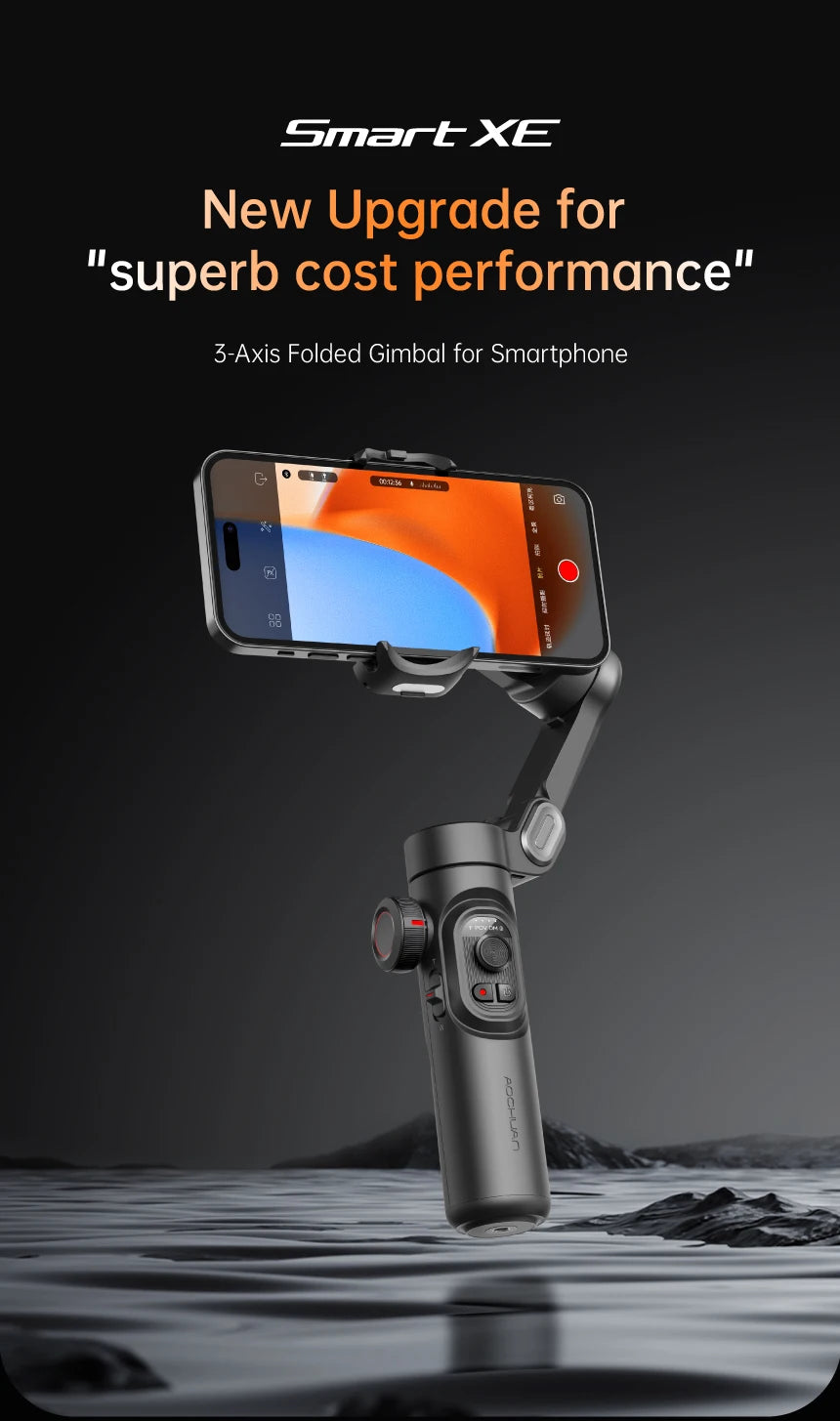 Stabilizator gimbalowy aochuan 3-osiowy do smartfonów z lampą led