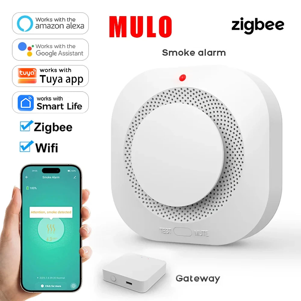 Inteligentny czujnik dymu zigbee wifi do bezpieczeństwa domu tuya smart life
