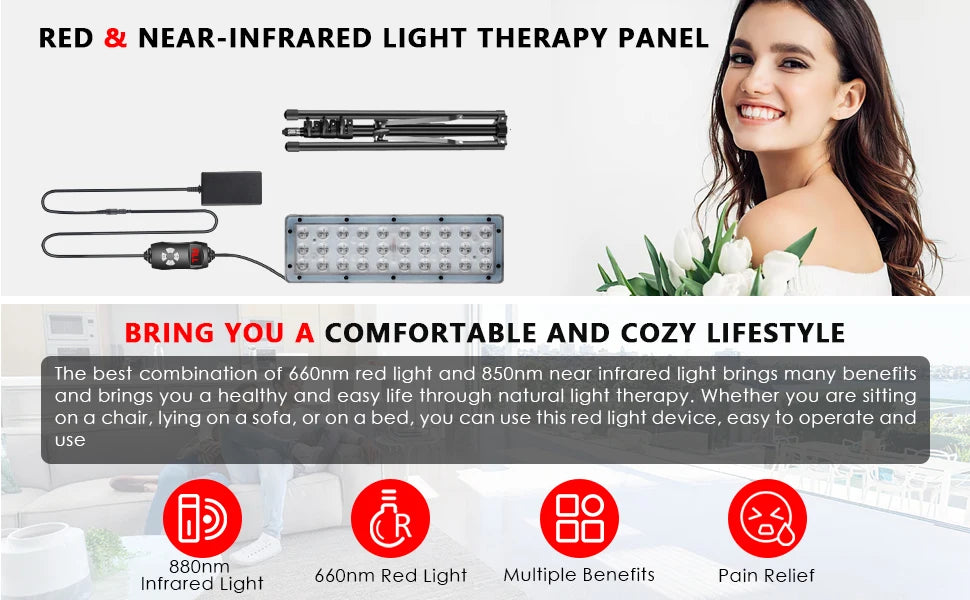 Lampa led do terapii światłem czerwonym i podczerwonym na całe ciało i twarz