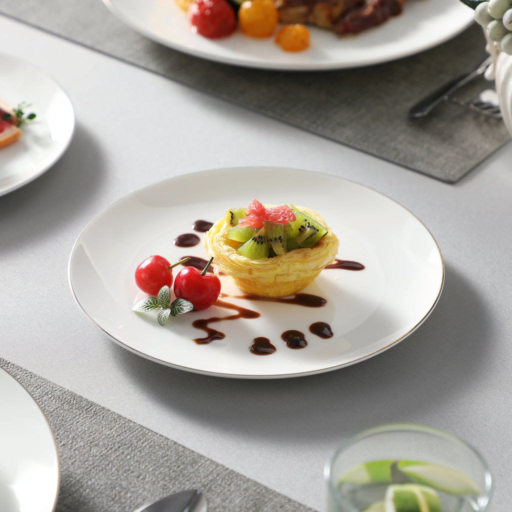 MALACASA Nordic Golden Rim Bone China Tableware Set - Elegant Dining Experience