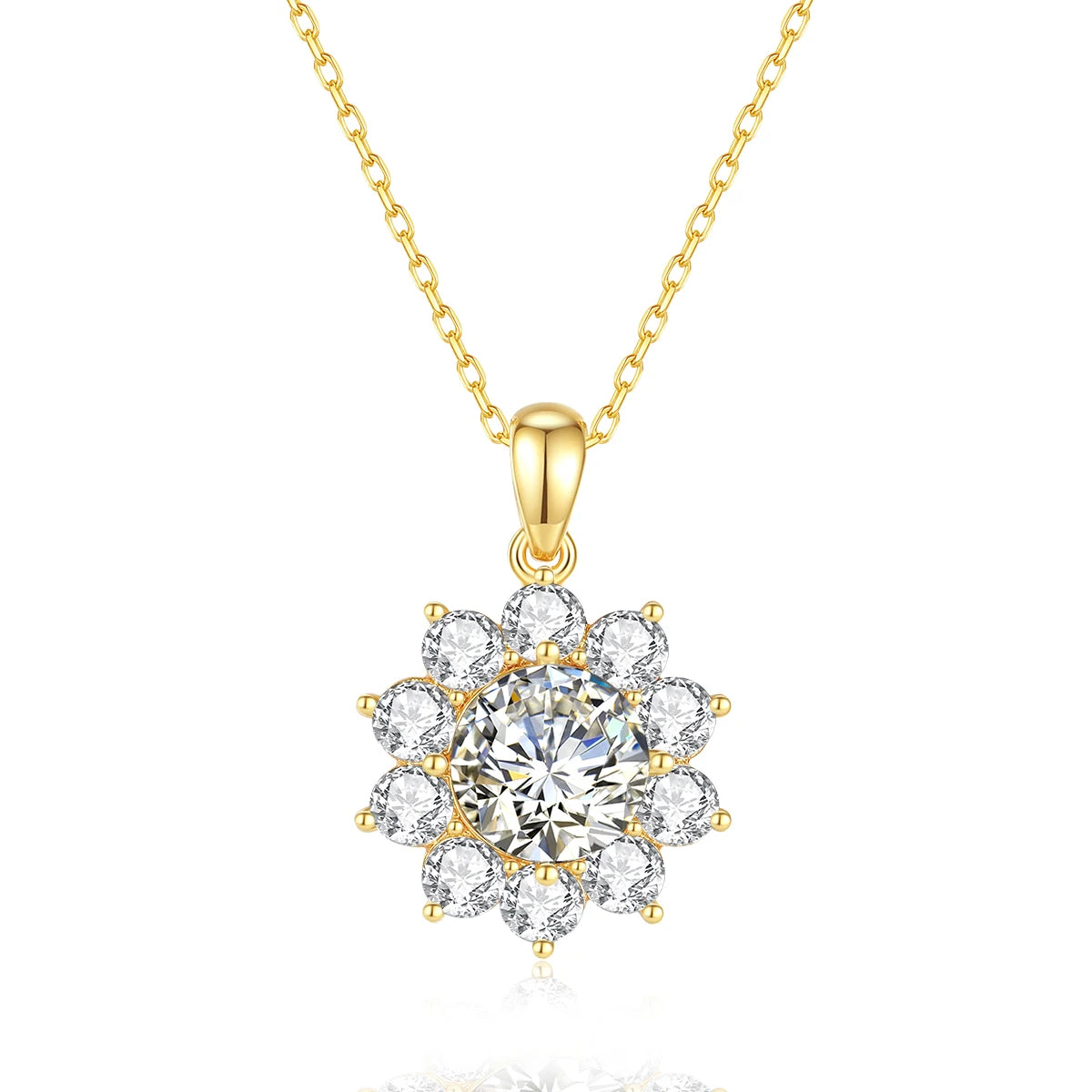 18K Gold Moissanite Bauhinia Necklace - 2ct VVS1 Floral Pendant