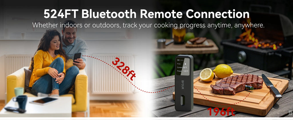 Wireless Bluetooth Meat Thermometer - IP67 Waterproof Probes for Grilling & BBQ