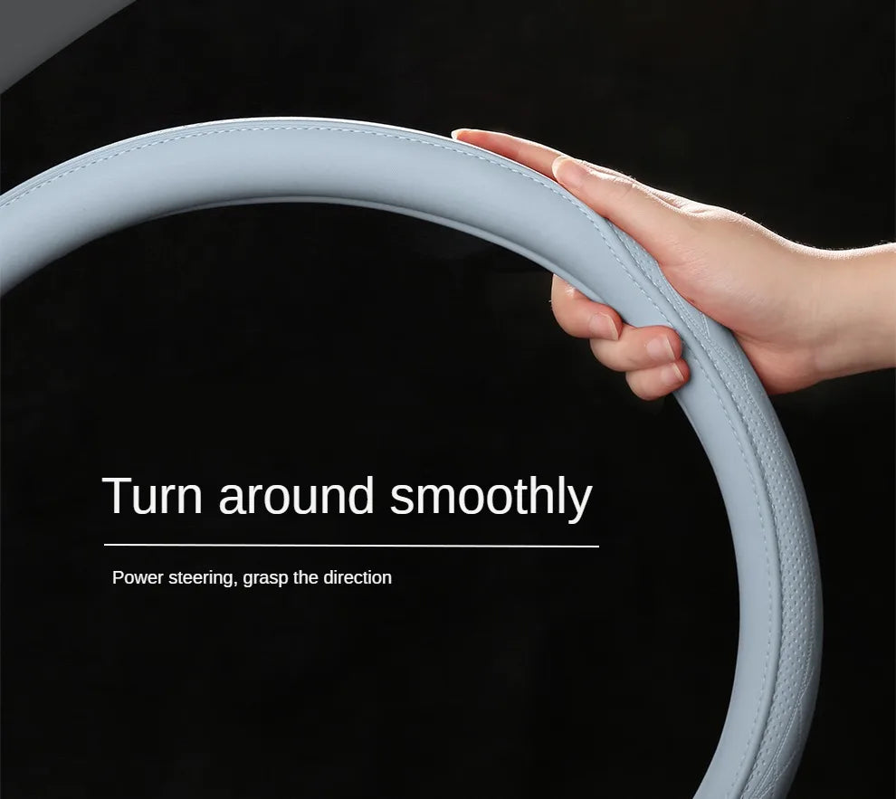Vabena perforowany patchworkowy pokrowiec na kierownicę ze skóry napa – uniwersalny 15 cali