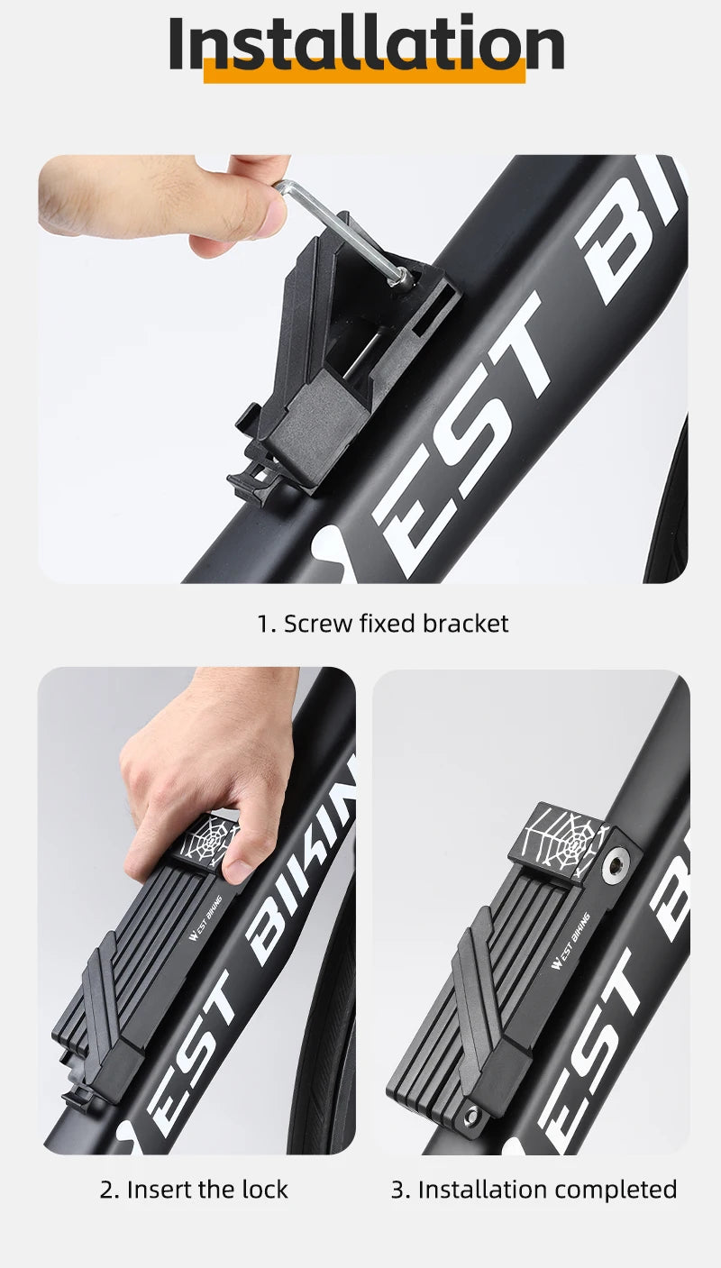 WEST BIKING Foldable Bike & Motorcycle Lock - Key & Password Security