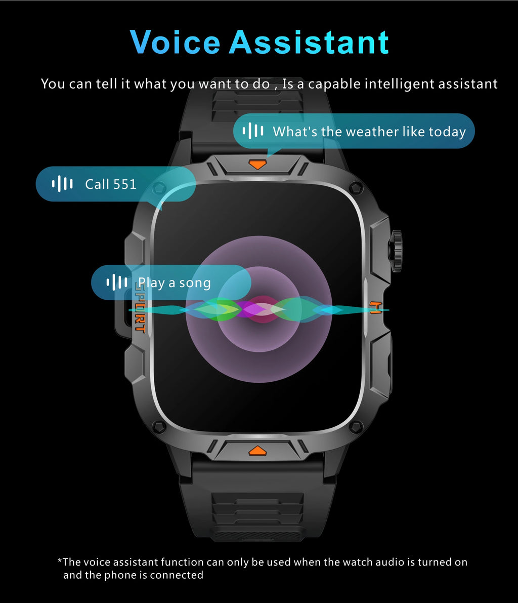 Wojskowy smartwatch dla mężczyzn | wyświetlacz amoled | taktyczny zegarek 5atm