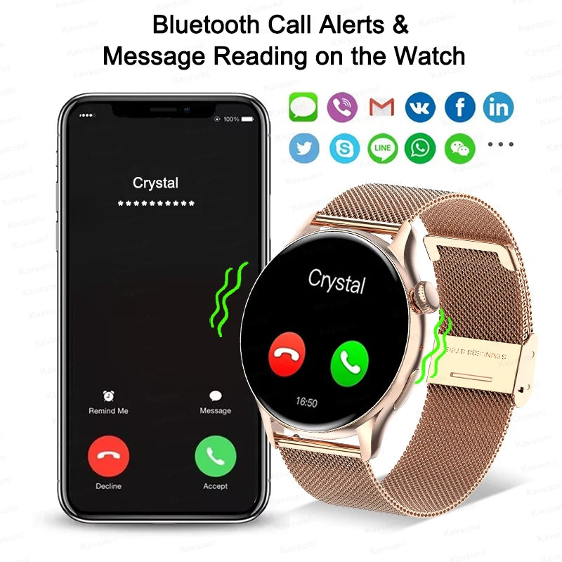 Damski elegancki smartwatch amoled z gps i rozmowami bluetooth