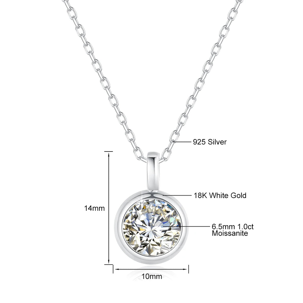 18K Gold Moissanite Necklace for Women - 1CT AU750