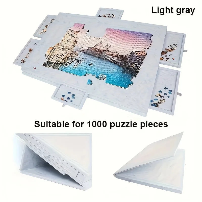 Biurko do układania puzzli 6 w 1 z funkcją pochylenia i 6 szufladami – mieści 1000 elementów