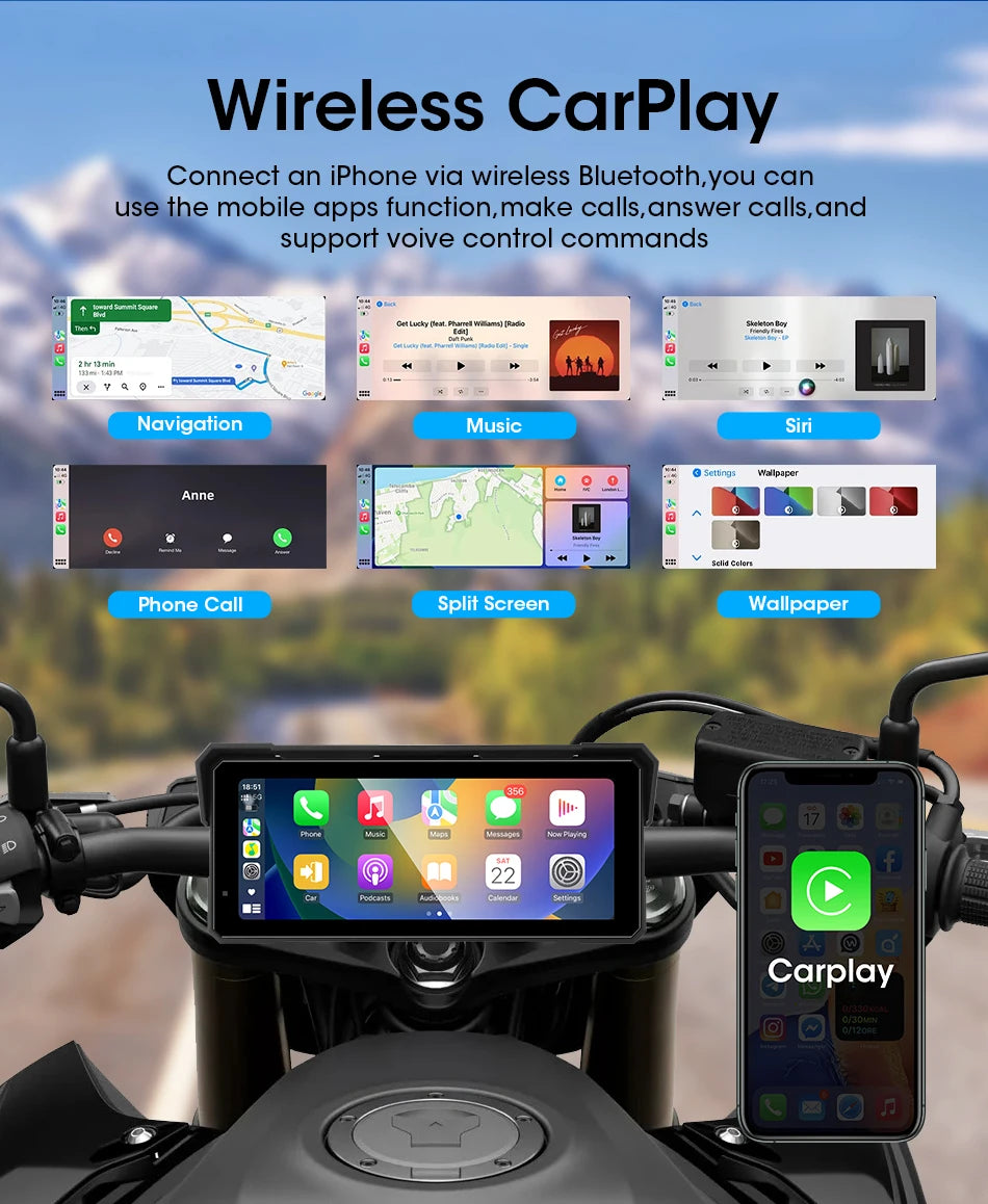 Monitor motocyklowy jansite 8.1" 4k z rejestratorem dvr, carplay i gps