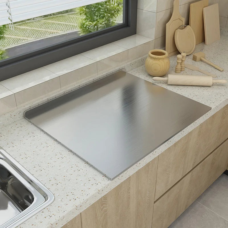 L-Shaped Stainless Steel Chopping Board - Large, Double-Sided Kitchen Tool
