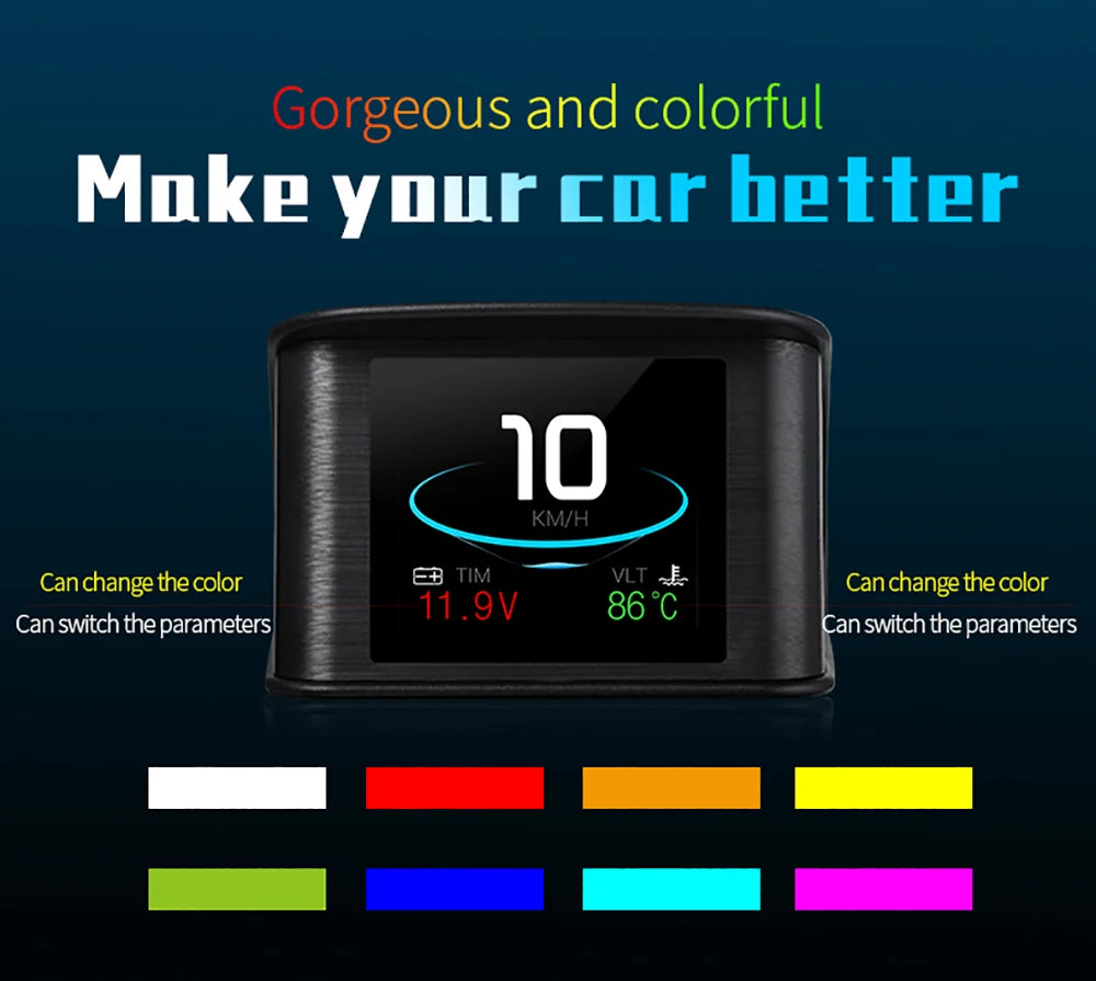 P10 pro wyświetlacz hud obd2 - inteligentny licznik cyfrowy prędkościomierz