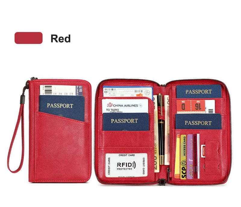 Wielofunkcyjny portfel podróżny z klipsem na paszport i karty – blokada rfid