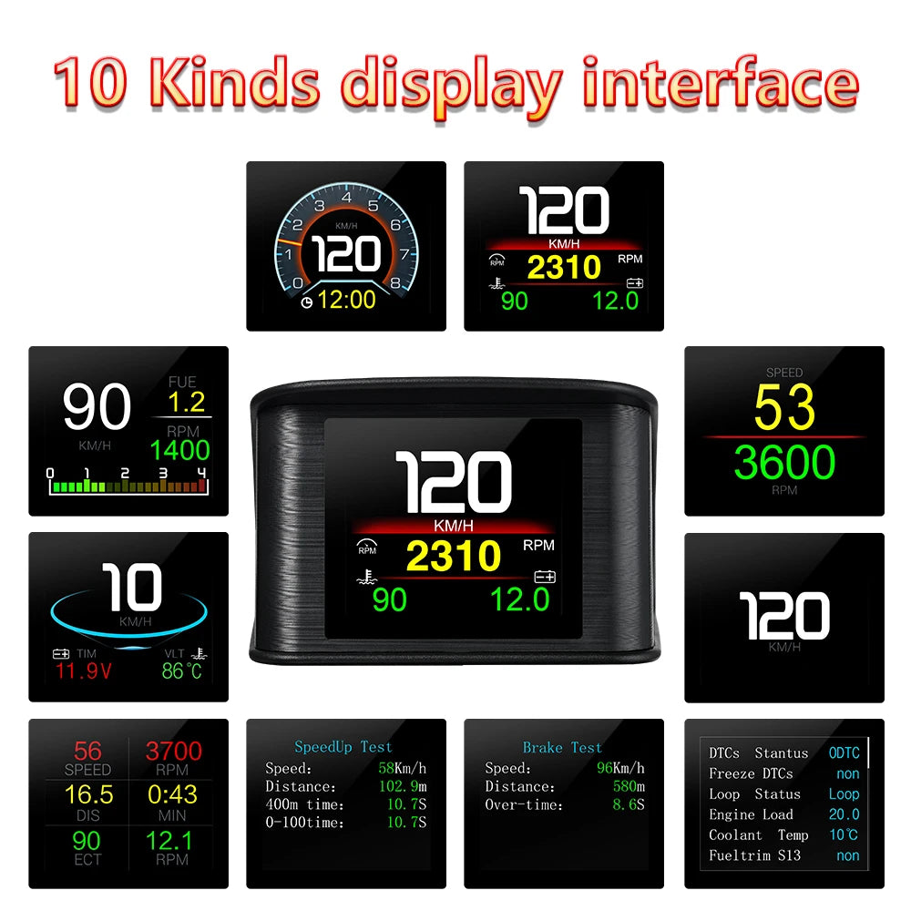 P10 pro wyświetlacz hud obd2 - inteligentny licznik cyfrowy prędkościomierz