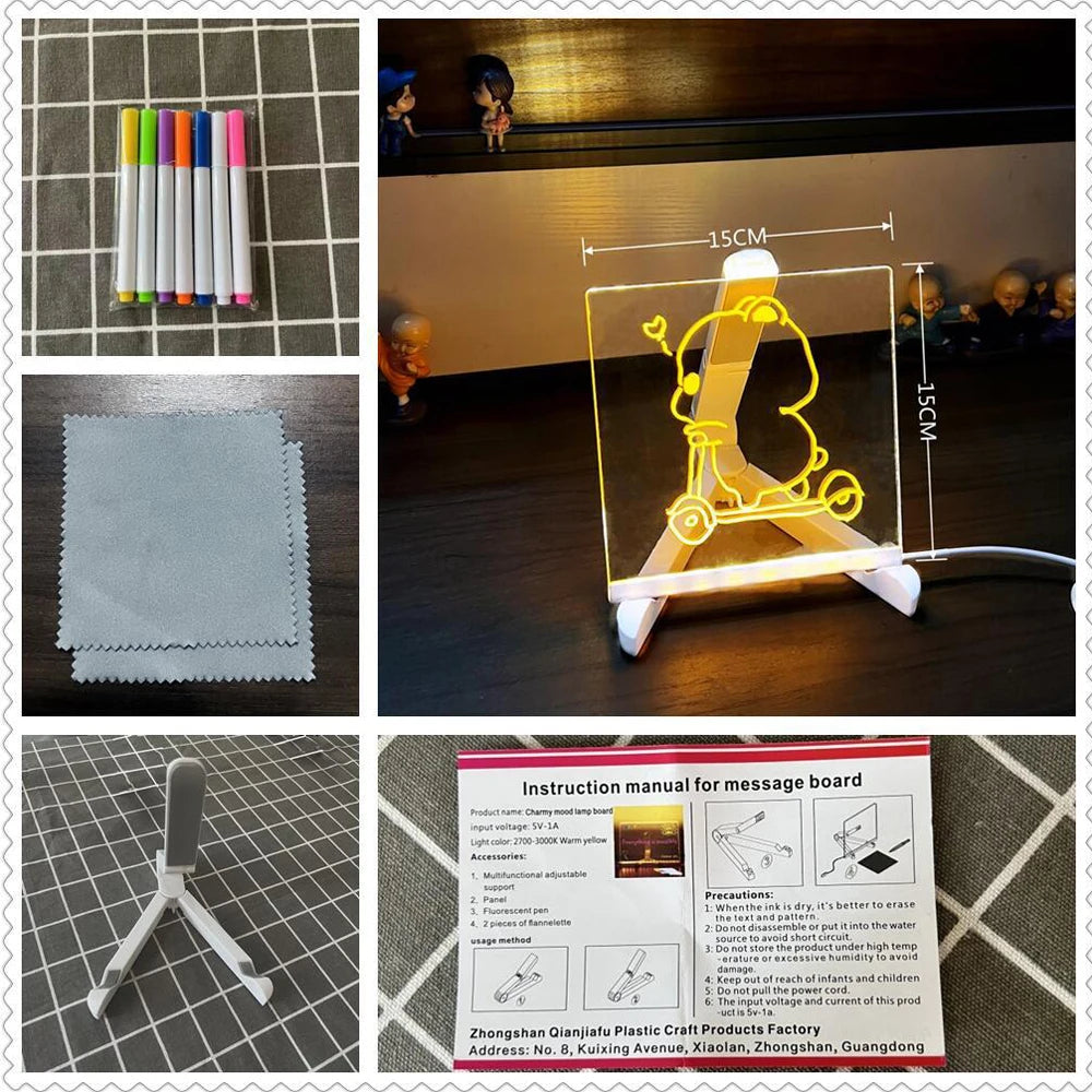 Tablica led do notatek i lampka nocna | plansza do rysowania rgb dla dzieci