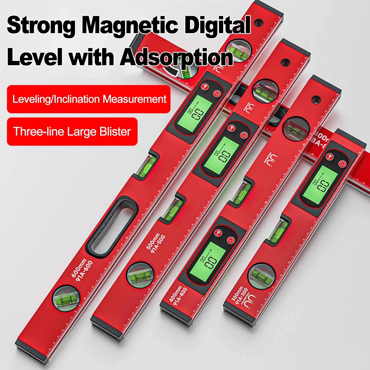 Digital Level Ruler & Angle Meter - Magnetic Aluminum Protractor 30/40/50cm