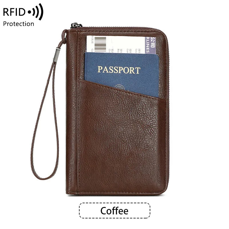 Wielofunkcyjny portfel podróżny z klipsem na paszport i karty – blokada rfid