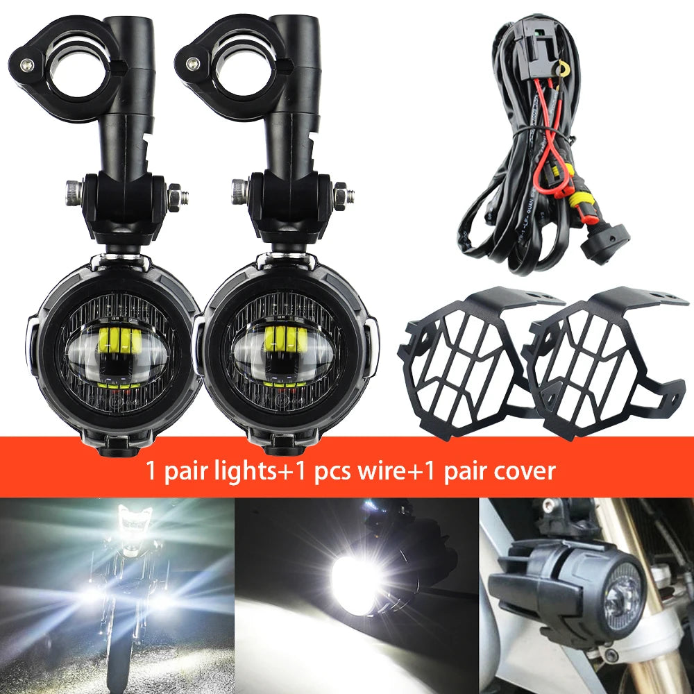Wysokowydajne pomocnicze lampy przeciwmgielne led do motocykli bmw r1200gs, f800gs, k1600 i uniwersalnych | 40w 6000k
