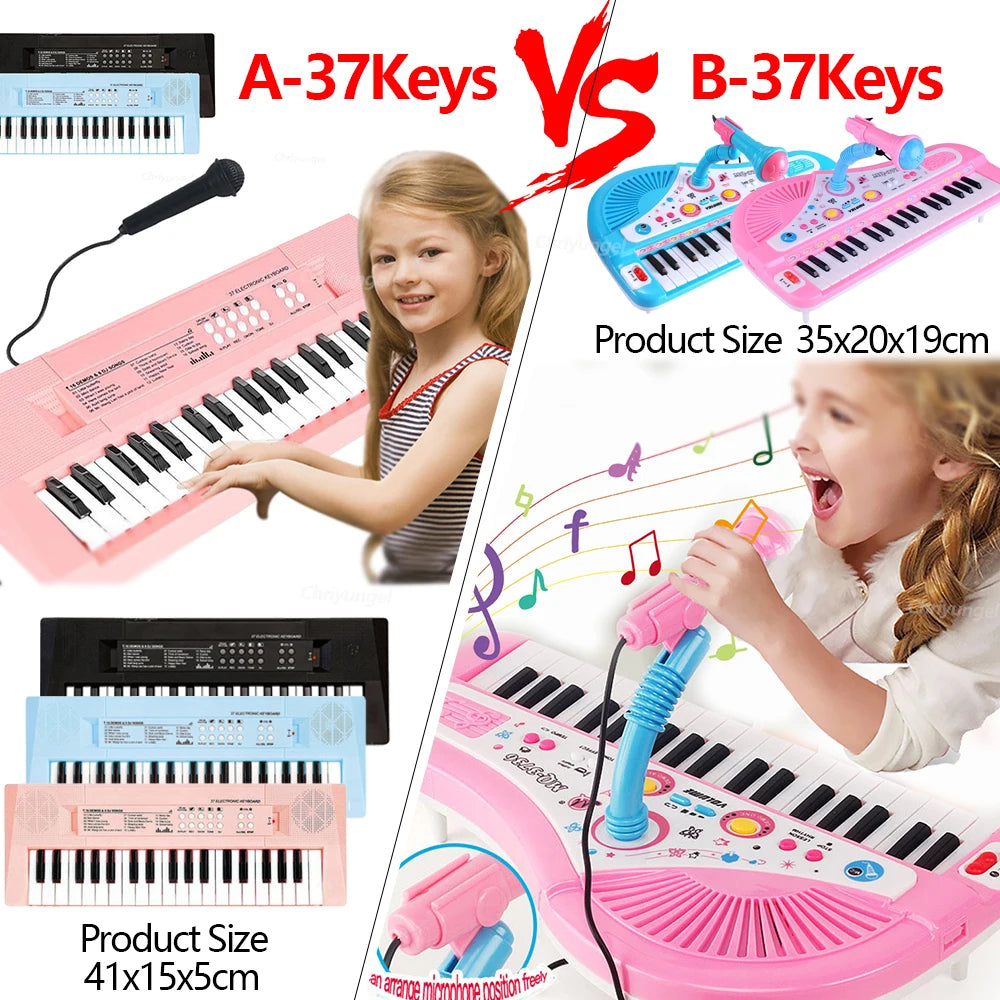 37 klawiszy dziecięcy fortepian elektroniczny z mikrofonem | edukacyjna zabawka muzyczna