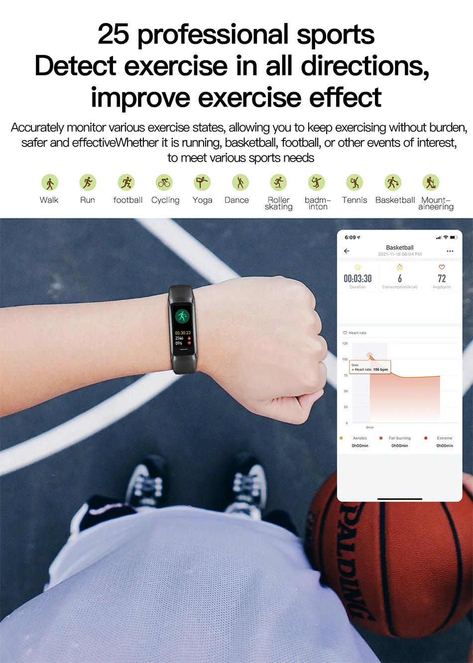 Zegarek smartwatch lige amoled - monitor tętna i aktywności fizycznej