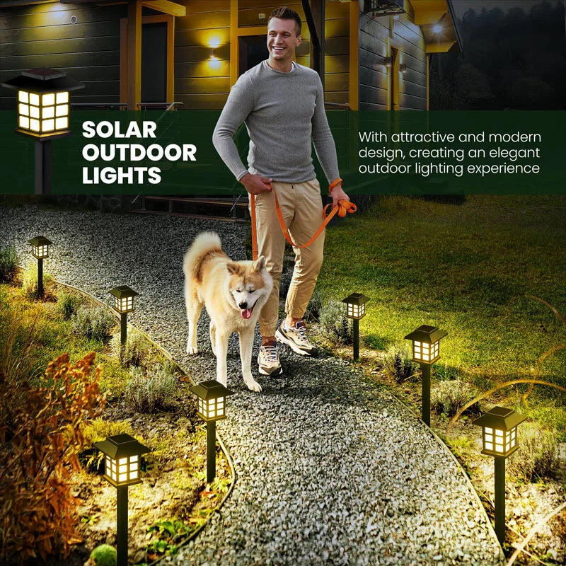 Solarne lampy ścieżkowe 8 sztuk | wodoodporne dekoracje ogrodowe