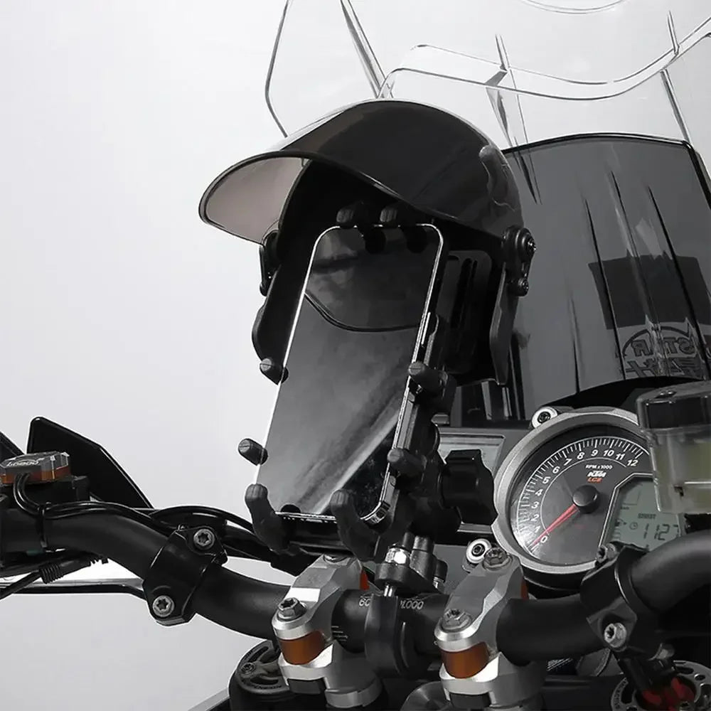 Wodoodporny uchwyt na telefon do motocykla z osłoną przeciwsłoneczną i ochroną przed deszczem