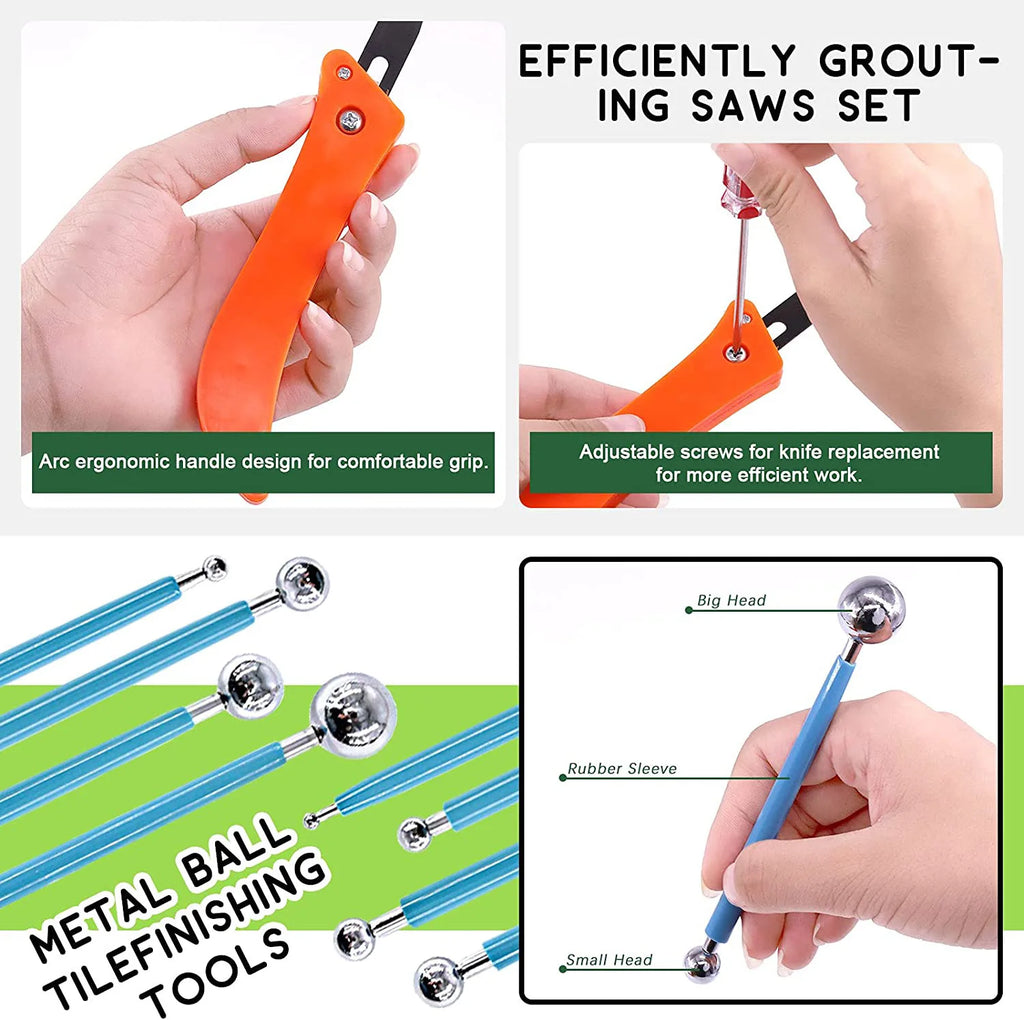 22-Piece Grout Removal Tool Kit - Tile Cleaning & Repair Set