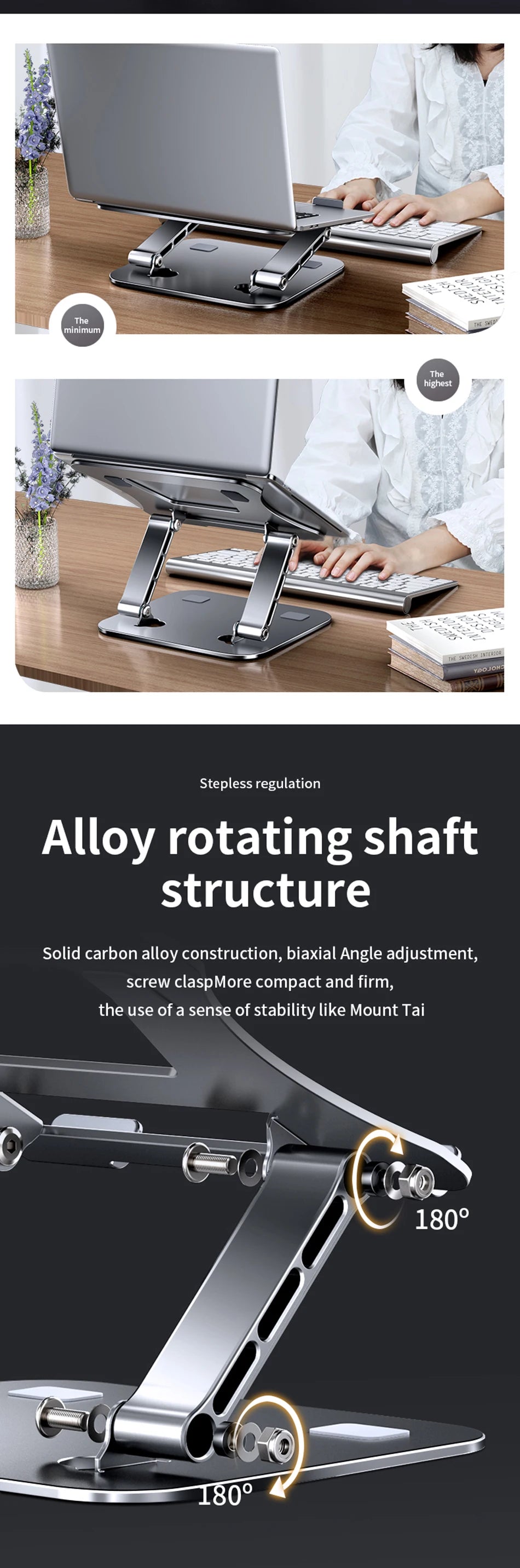 Regulowany aluminiowy stojak yylmone na telefon, tablet i laptop