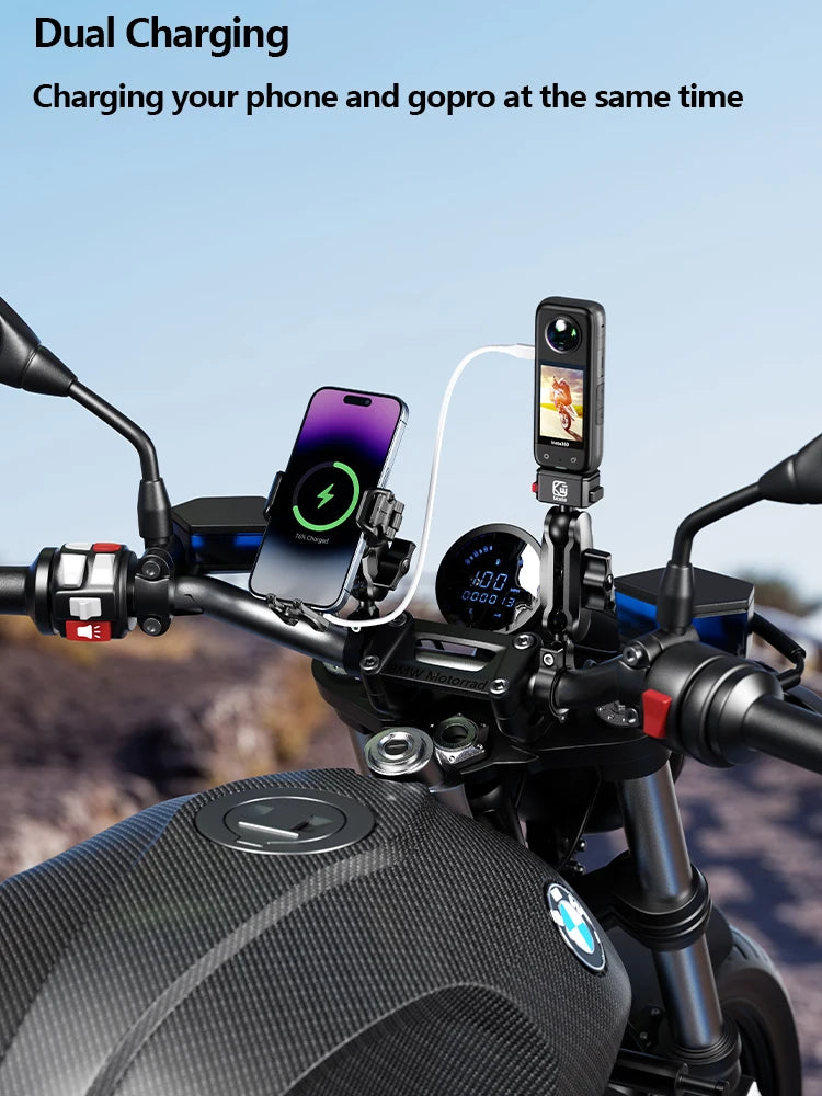 Uchwyt motocyklowy na telefon apex rush – ładowarka bezprzewodowa 15w i usb-c 36w