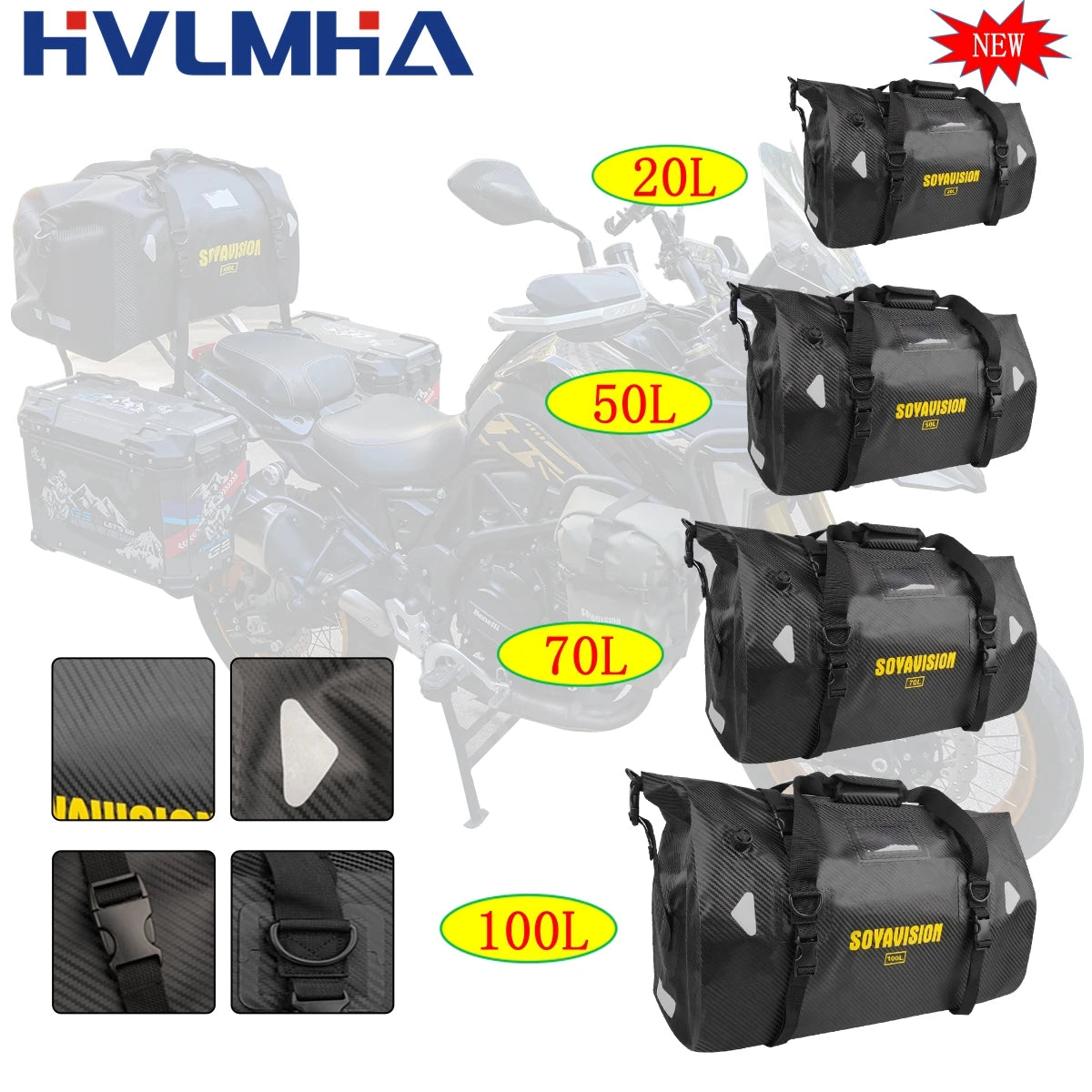 Wodoodporna torba motocyklowa na bagaż | suchy plecak rolowany | 20l, 40l, 66l