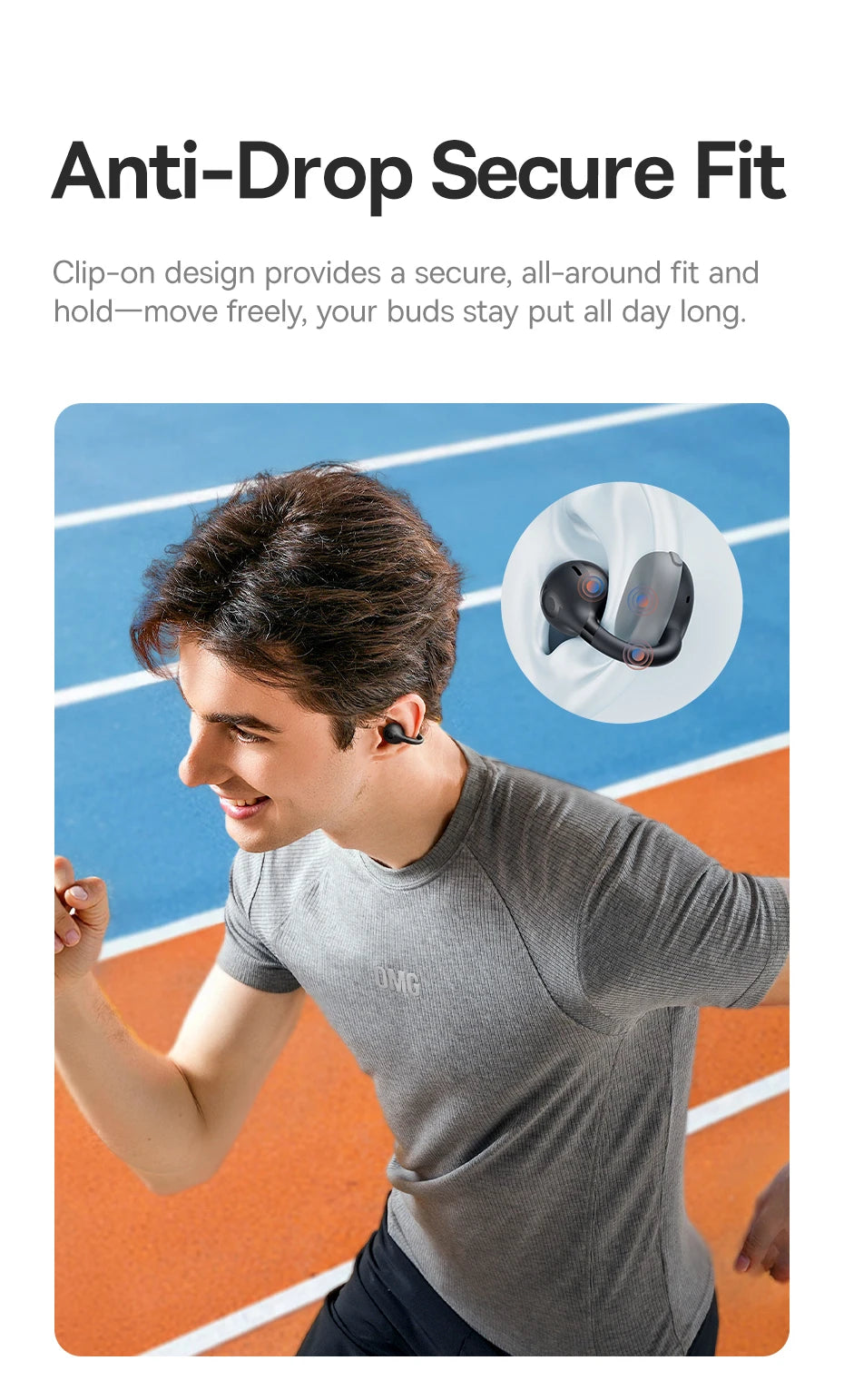 Baseus bc1 otwarte słuchawki na klips – bezprzewodowe sportowe słuchawki bluetooth 6.0 z 4 mikrofonami, super basem i ip55