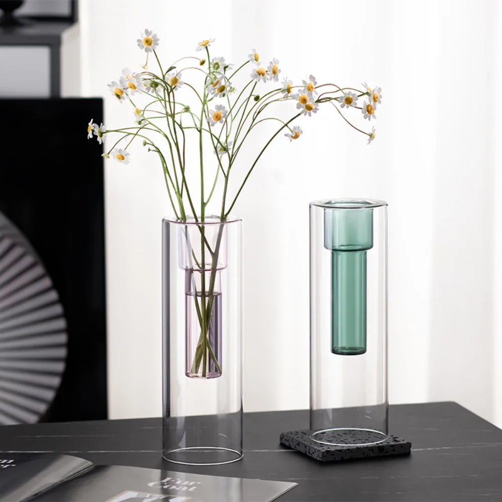 Elegancki szklany wazona i terrarium hydroponiczne - dekoracja dla kwiatów i sukulentów