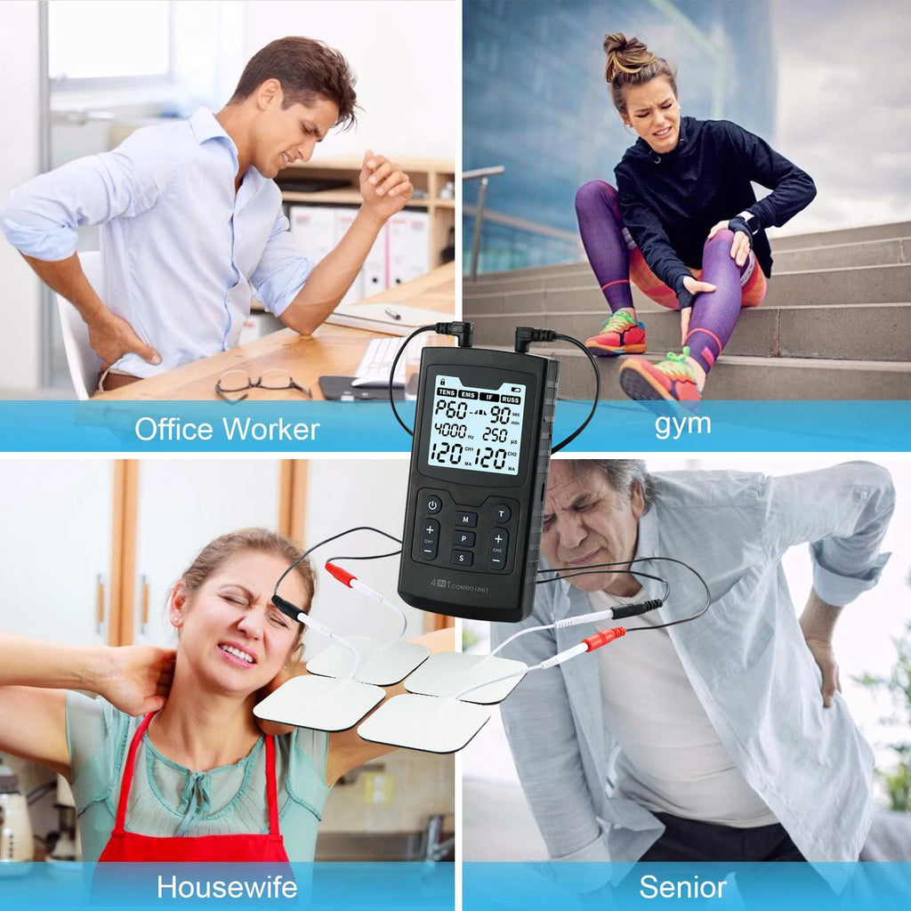 4-in-1 4000Hz Muscle Stimulator | EMS TENS IFC RUSS | 60 Modes Pain Relief Therapy