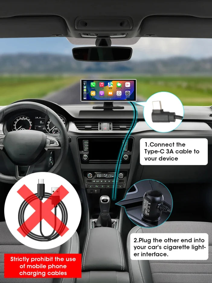 Kamera samochodowa 4k 10/11.26" z bezprzewodowym carplay i android auto | gps | podwójny obiektyw