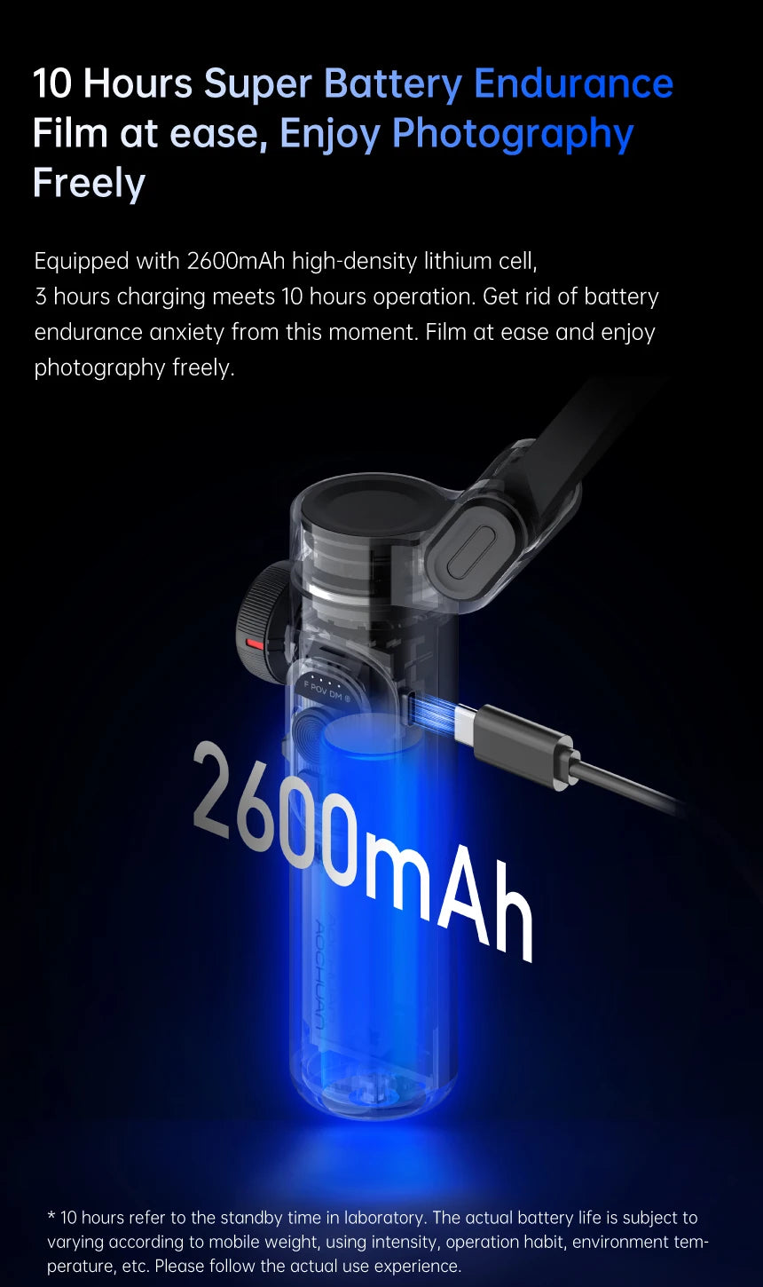 AOCHUAN 3-Axis Smartphone Gimbal with Integrated Light - Stable Video