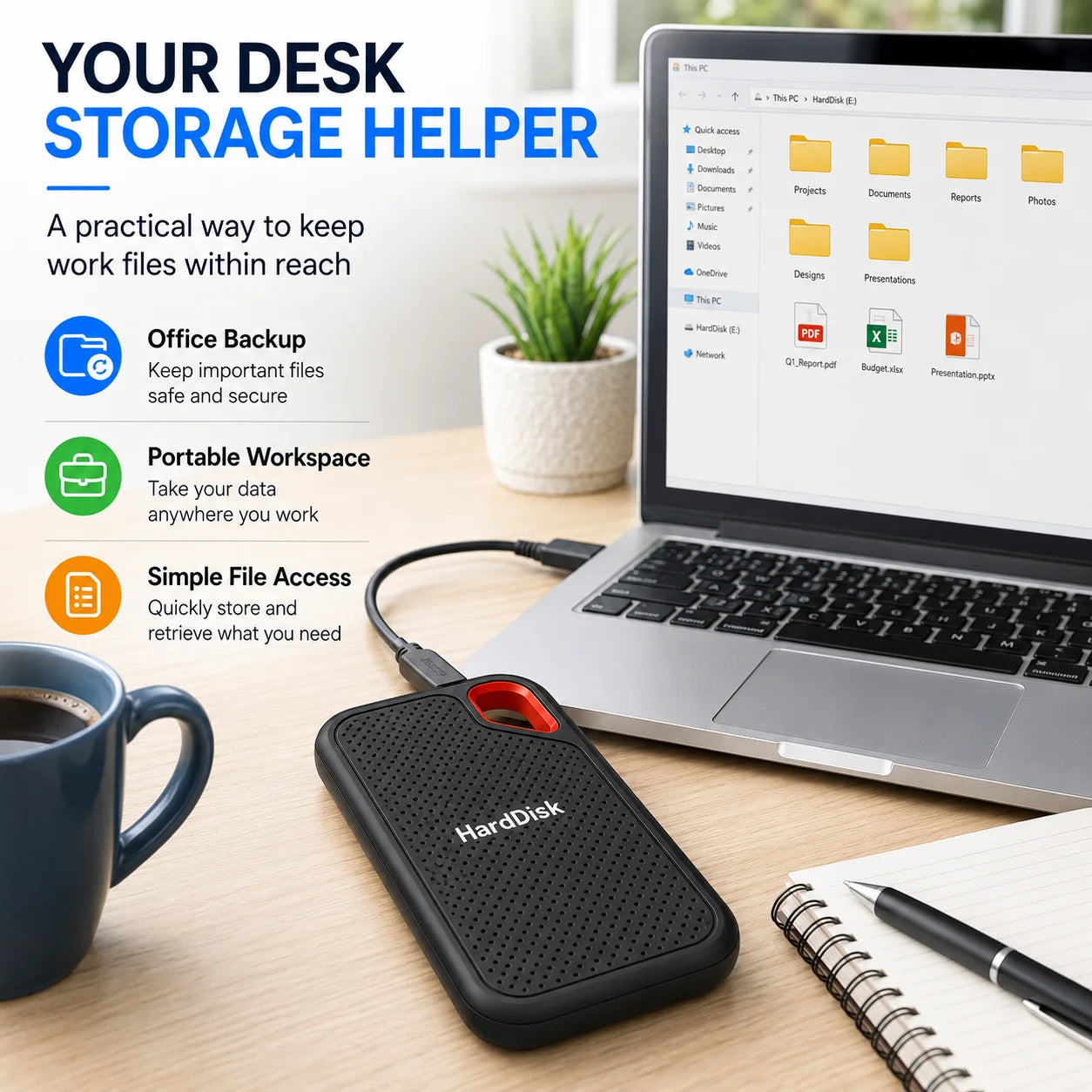 Vabena przenośny dysk ssd 1tb / zewnętrzny dysk twardy 2tb usb-c do laptopa/mac