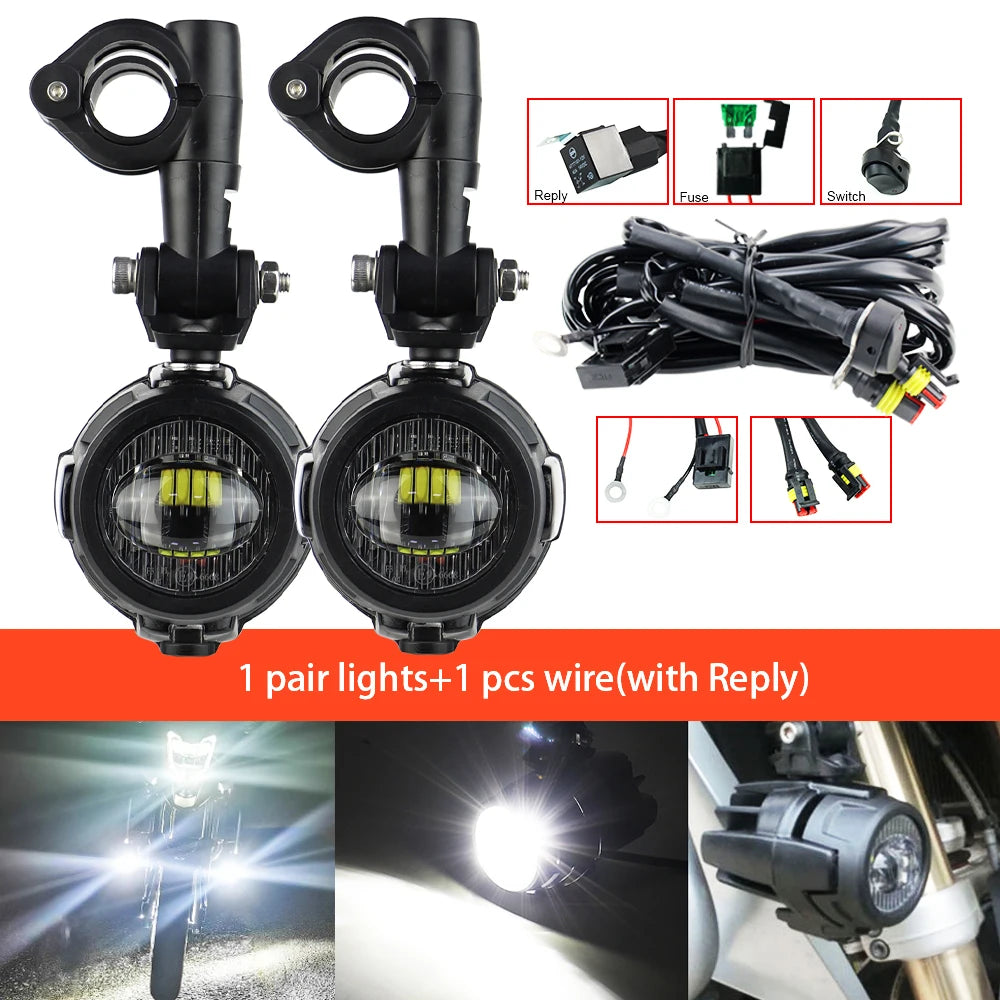 Wysokowydajne pomocnicze lampy przeciwmgielne led do motocykli bmw r1200gs, f800gs, k1600 i uniwersalnych | 40w 6000k