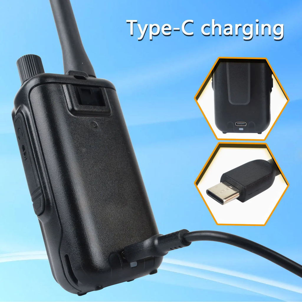Baofeng uv-5r mini zestaw 2 sztuk dwuzakresowy radiotelefon kompaktowy 5w z odbiornikiem pasma lotniczego i ładowaniem usb-c