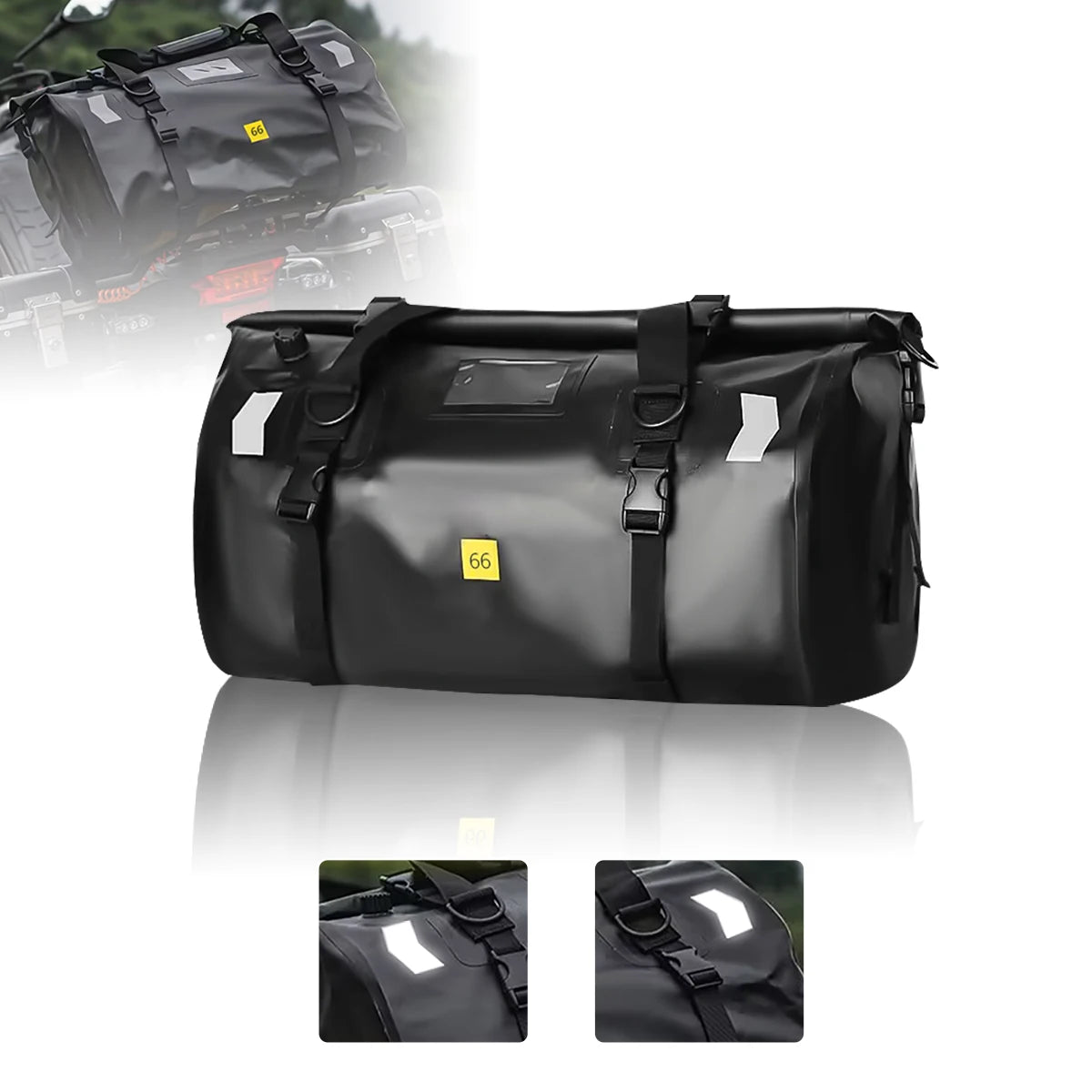 Wodoodporna torba motocyklowa na bagaż | suchy plecak rolowany | 20l, 40l, 66l
