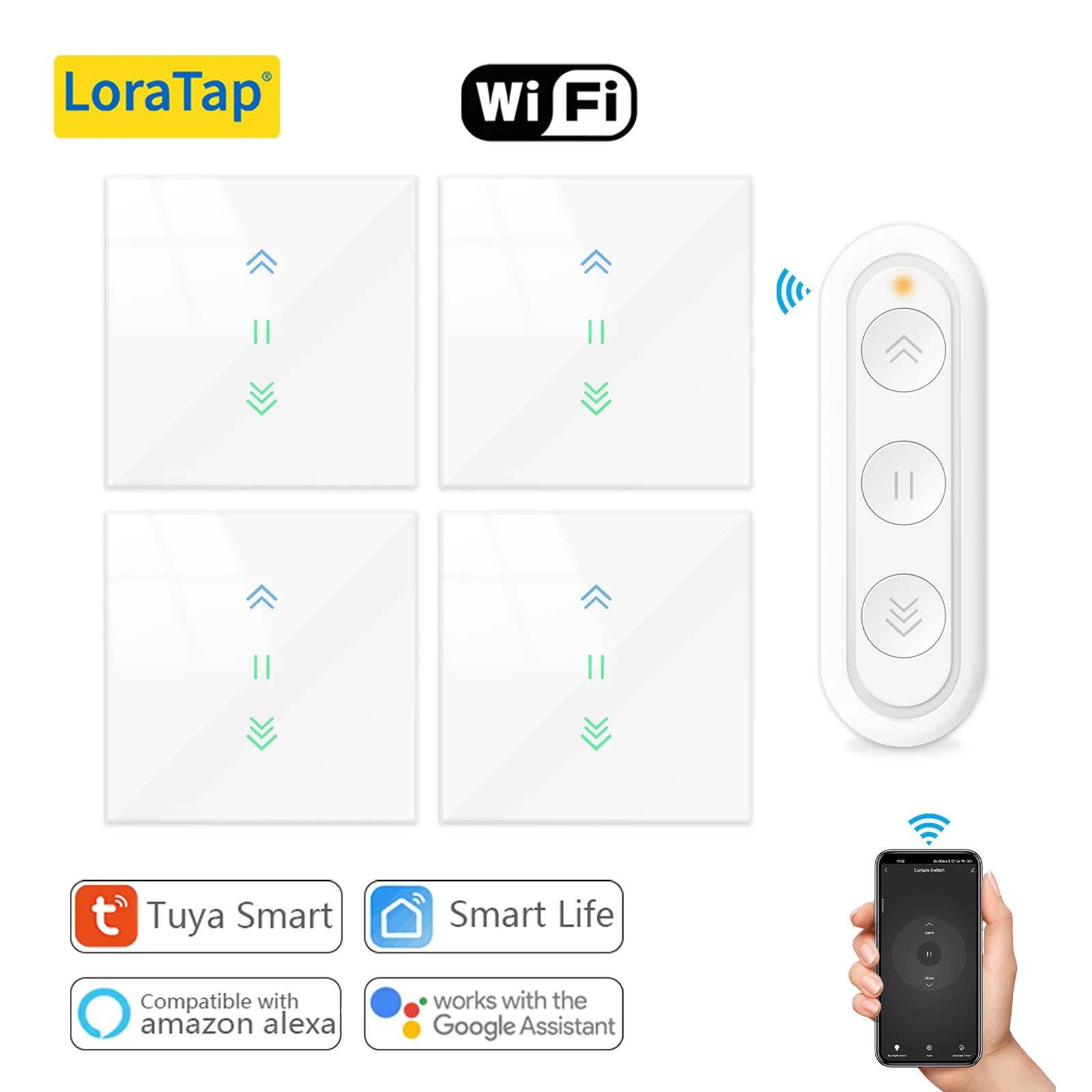 Loratap inteligentny przełącznik rolet wifi – sterowanie aplikacją i głosowe