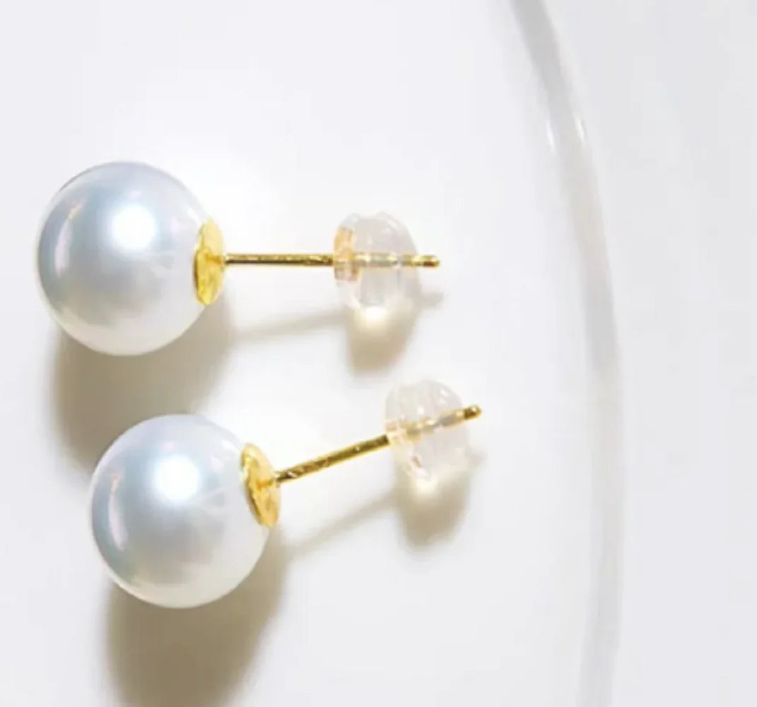 AAAA+ Akoya Pearl & 14K Gold Stud Earrings - Timeless Elegance